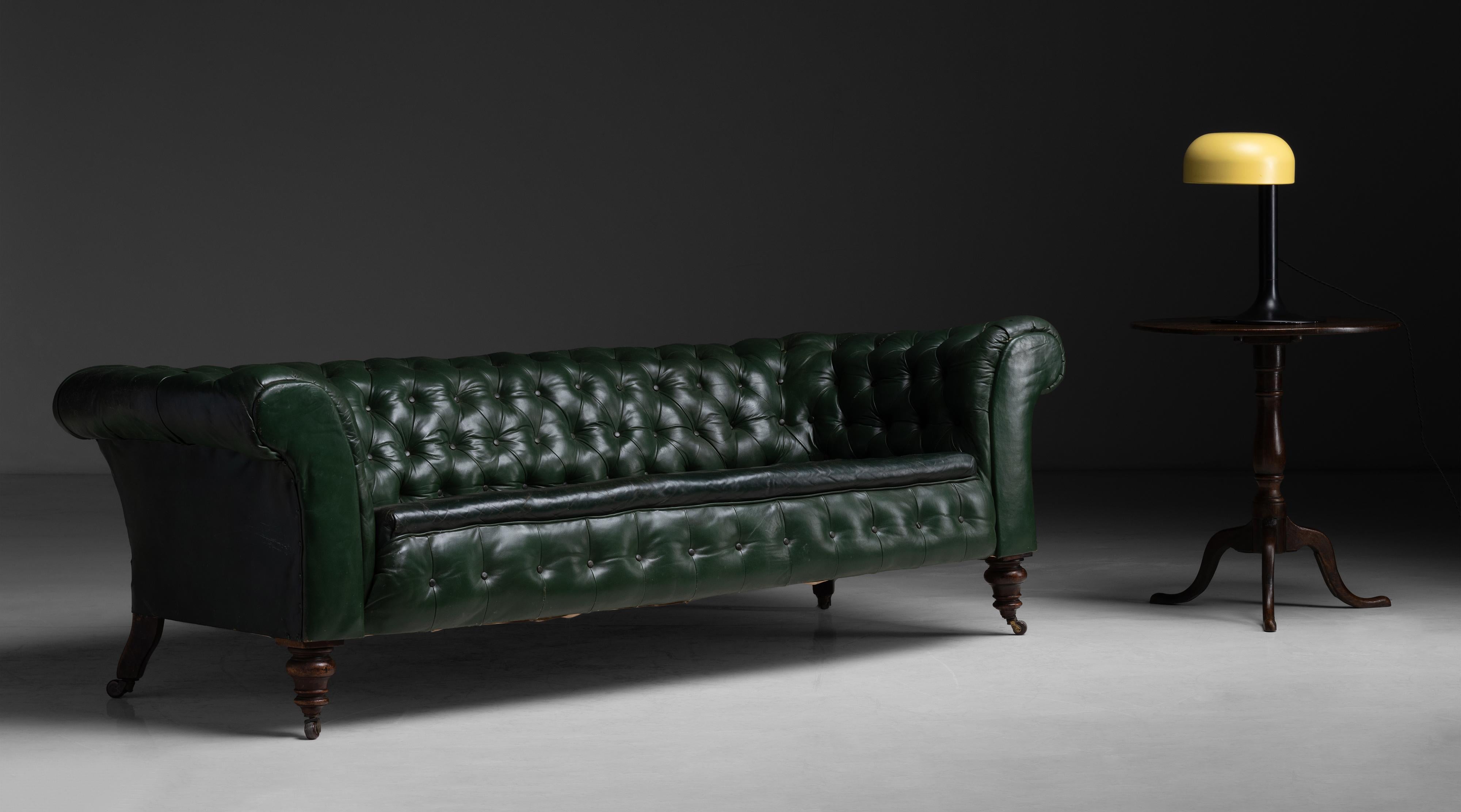 Green Leather Chesterfield, England, circa 1870 For Sale at 1stDibs