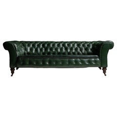 Antique Green Leather Chesterfield, England, circa 1870