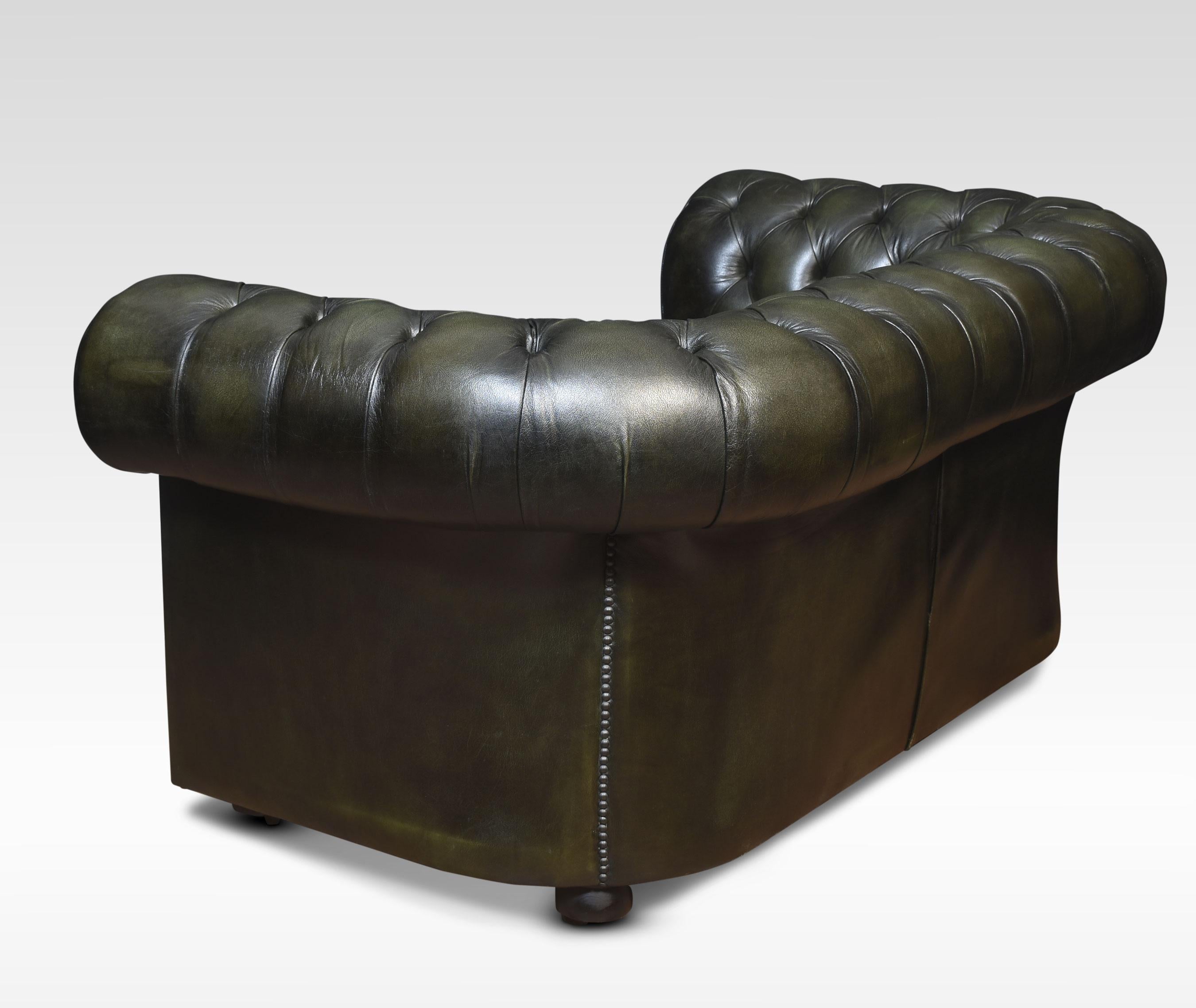 Green leather chesterfield For Sale at 1stDibs
