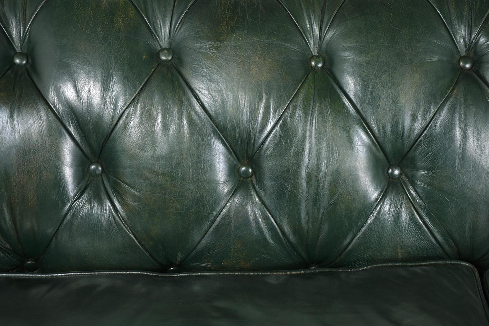 green leather couch