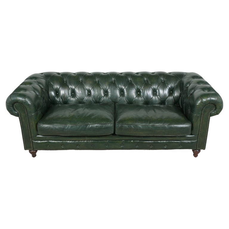 Green Leather Chesterfield Sofa at 1stDibs | green leather sofa, green  leather couch, green leather suite