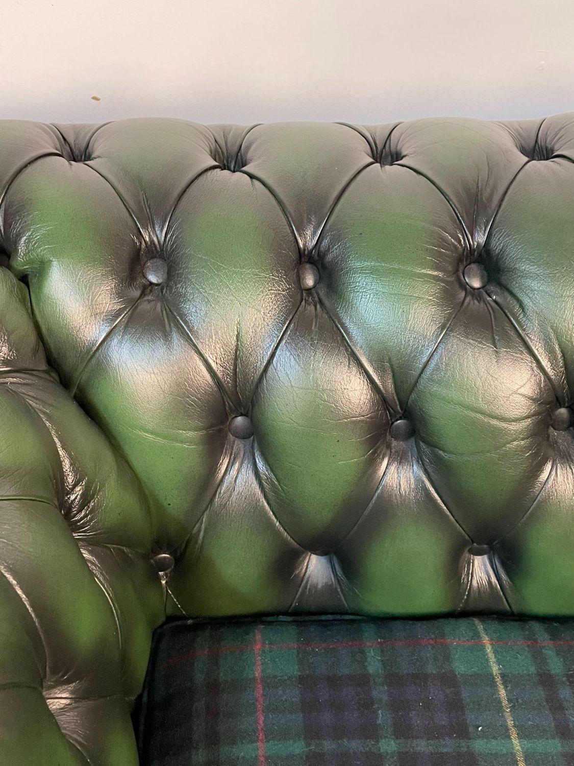 Green Leather Chesterfield Sofa, Settee, Ralph Lauren, Fabric 1
