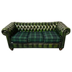 Green Leather Chesterfield Sofa, Settee, Ralph Lauren, Fabric