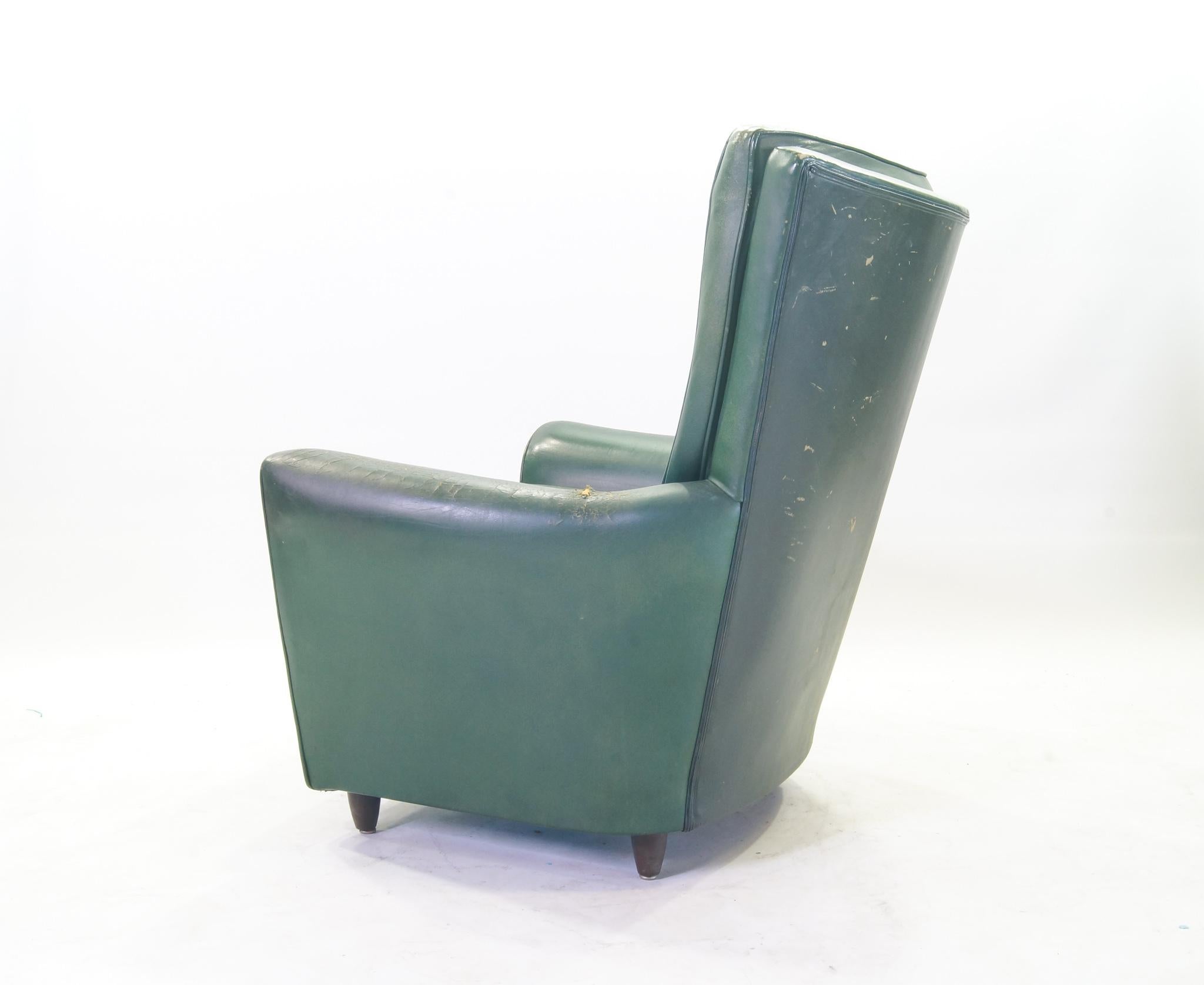 Green Leather Club Chairs, Set of 2, Raw Green Leather 6