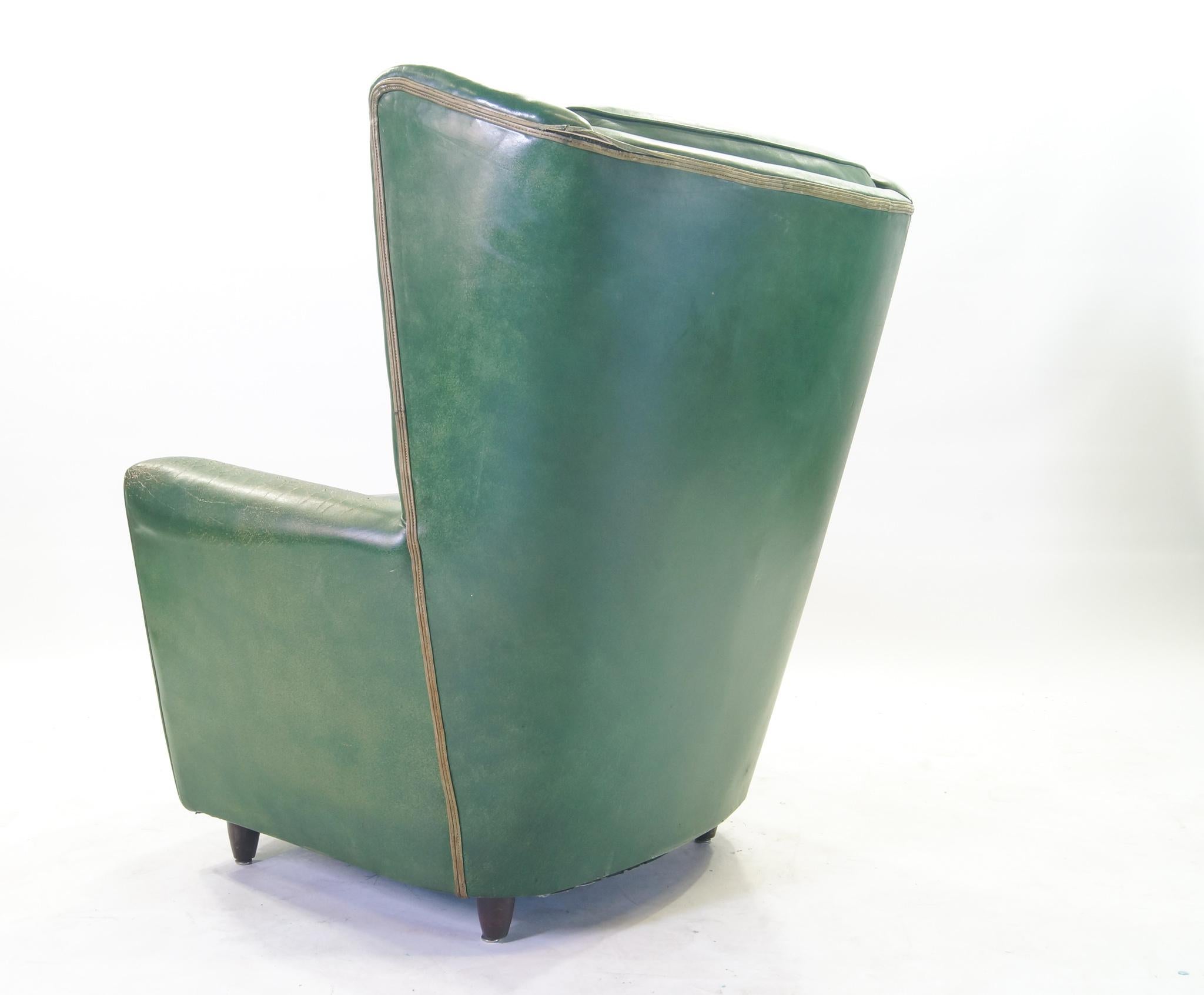 Green Leather Club Chairs, Set of 2, Raw Green Leather 3