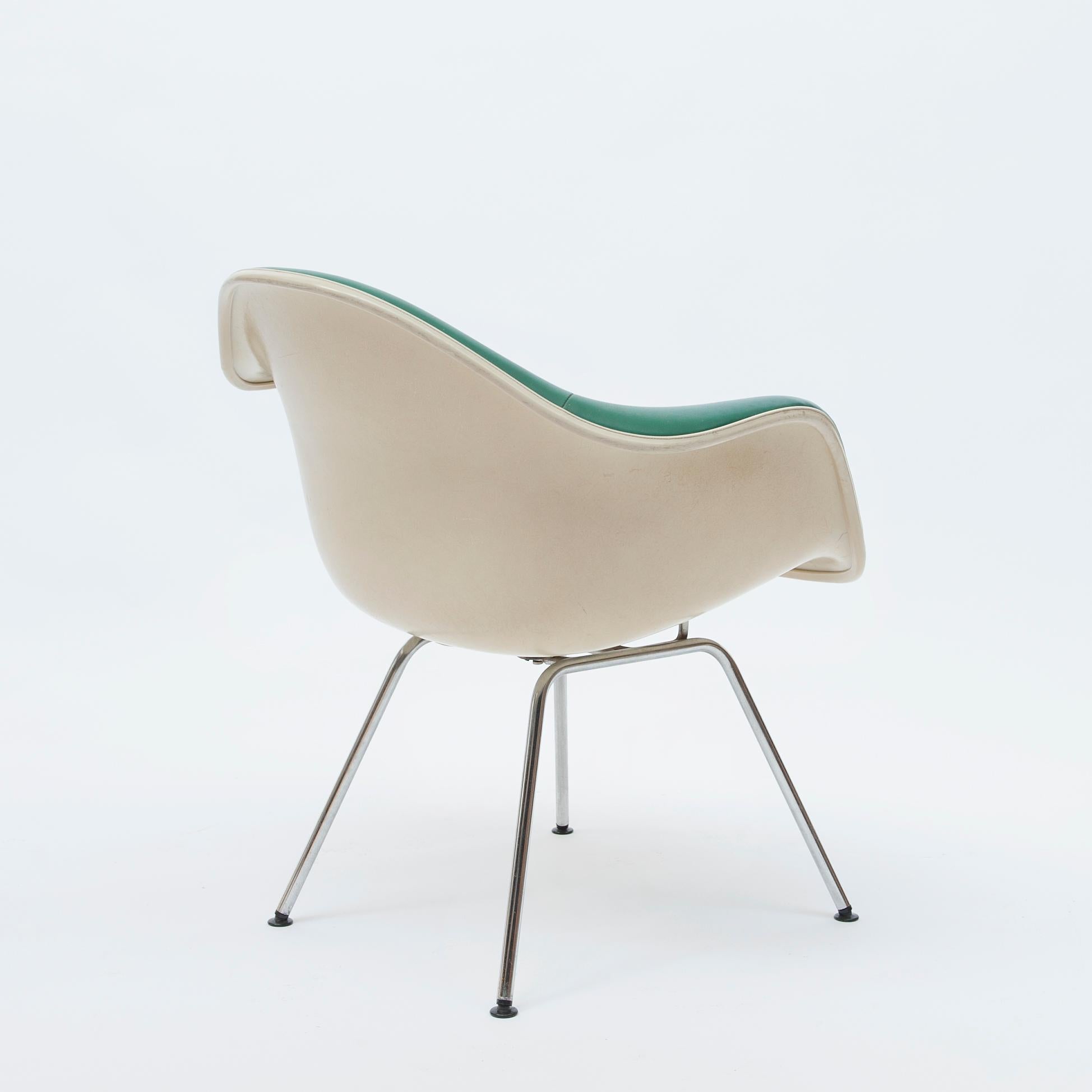 North American Green Leather 'Dax' Armchair by Charles & Ray Eames, 1960s For Sale