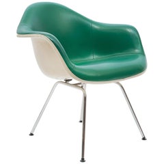 Vintage Green Leather 'Dax' Armchair by Charles & Ray Eames, 1960s