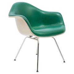 Vintage Green Leather 'Dax' Armchair by Charles & Ray Eames, 1960s