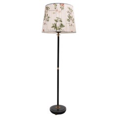 Green Leather Floor Lamp France 1960s