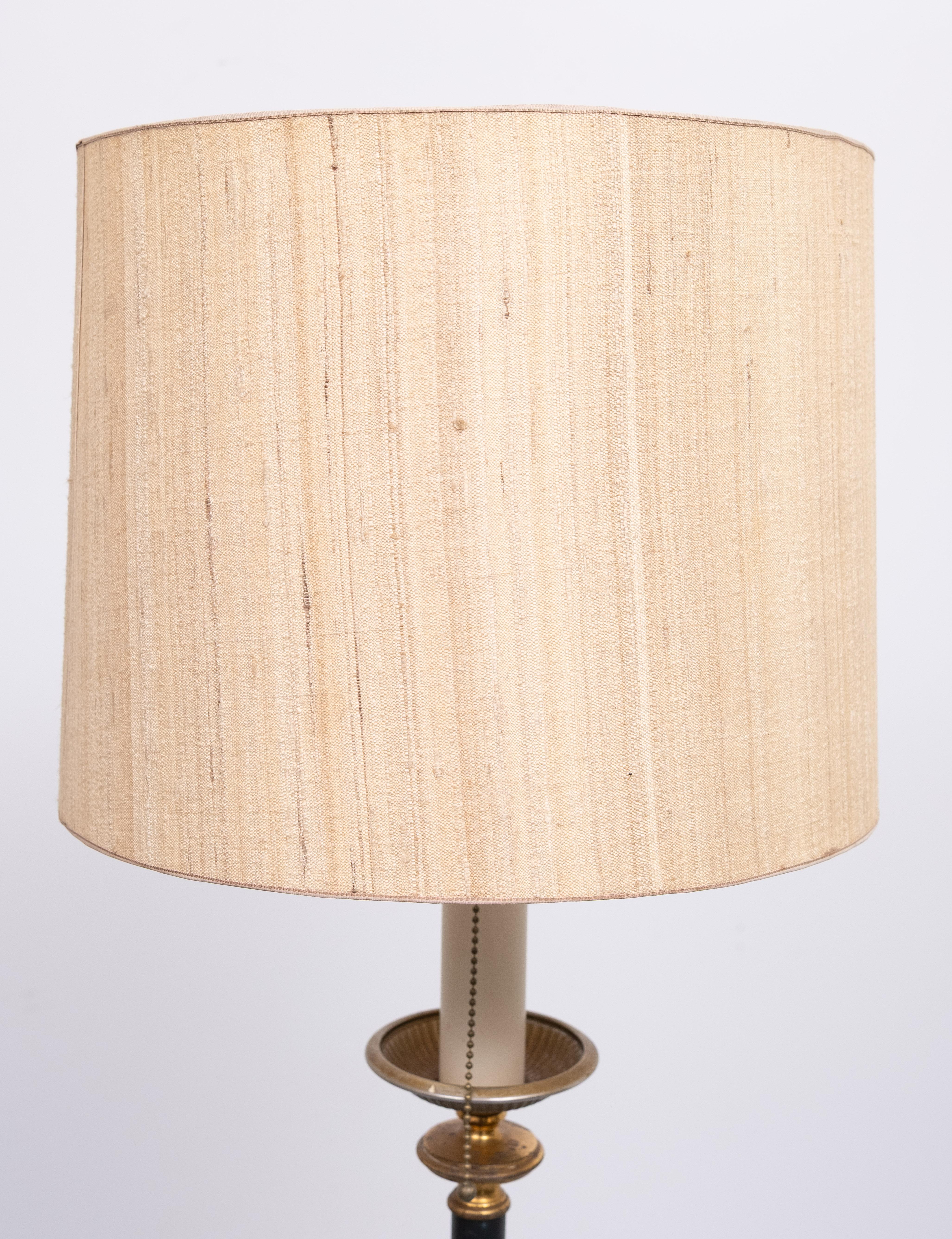Lampadaire en cuir vert Jacques Adnet de style années 50 France en vente 2