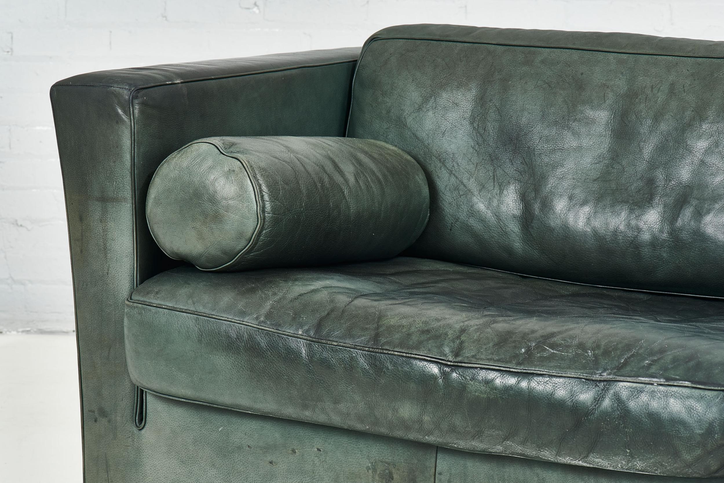 Lotus-Sofa aus grünem Leder von Andree Putman für De sede, 1990 2