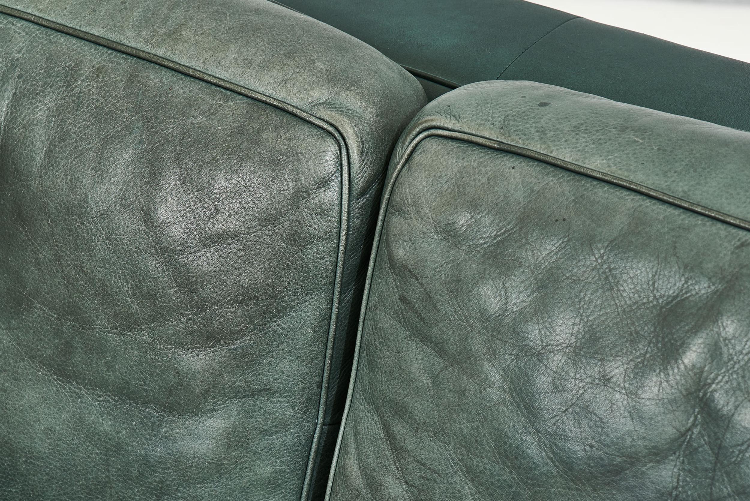 Lotus-Sofa aus grünem Leder von Andree Putman für De sede, 1990 3