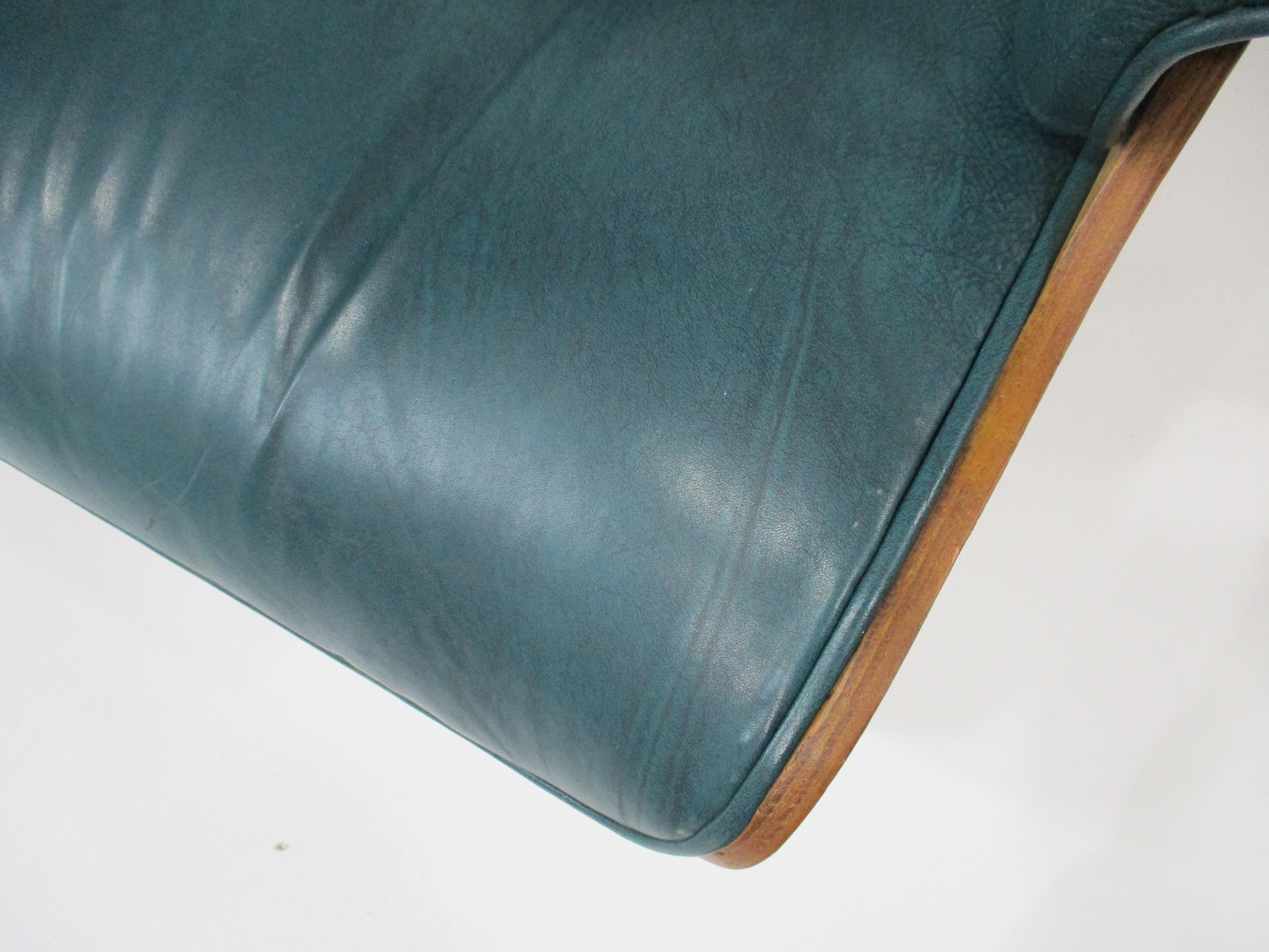 Eames styled Green Leather Lounge Chair 6