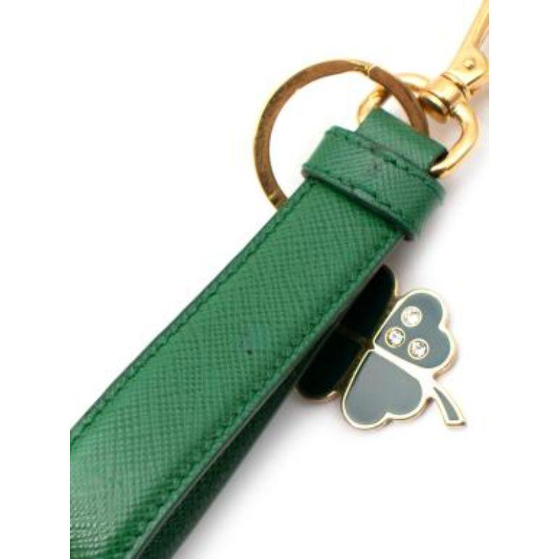 Green leather Lucky Charm keyring In Good Condition For Sale In London, GB