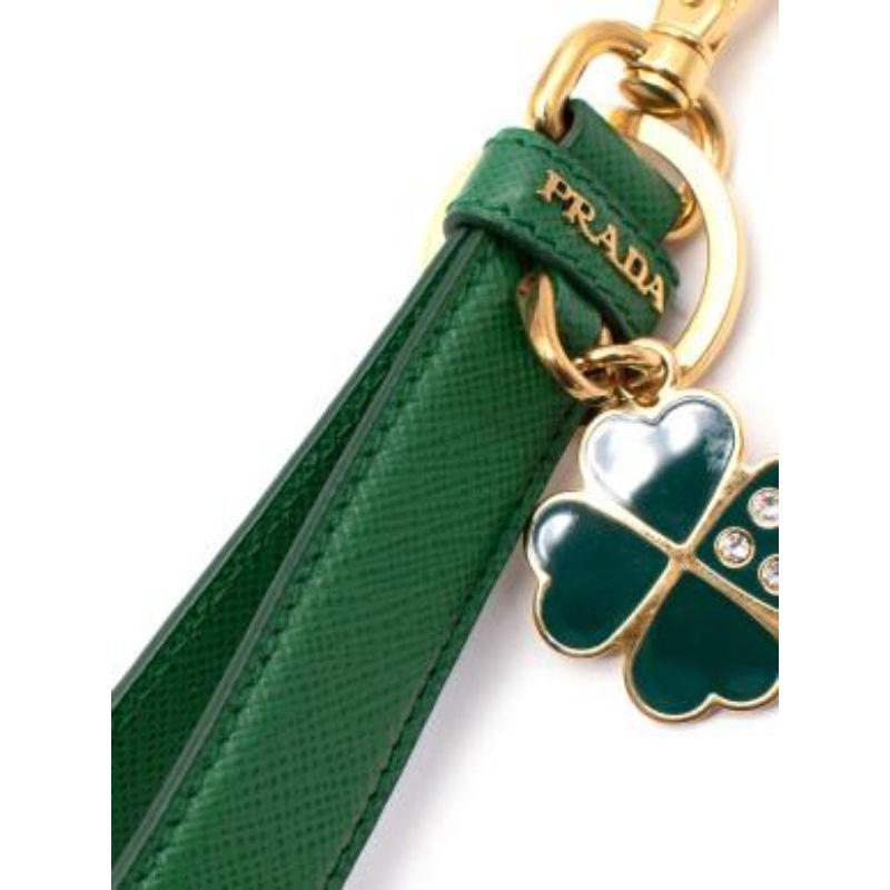 Green leather Lucky Charm keyring For Sale 1