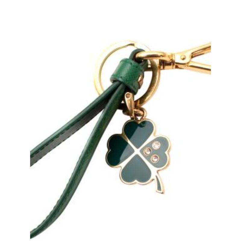 Green leather Lucky Charm keyring For Sale 2