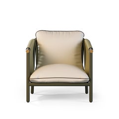 Fauteuil de salon d'extérieur tapissé en cuir d'olivier