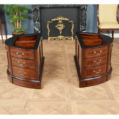 Green Leather Oval Partners Desk