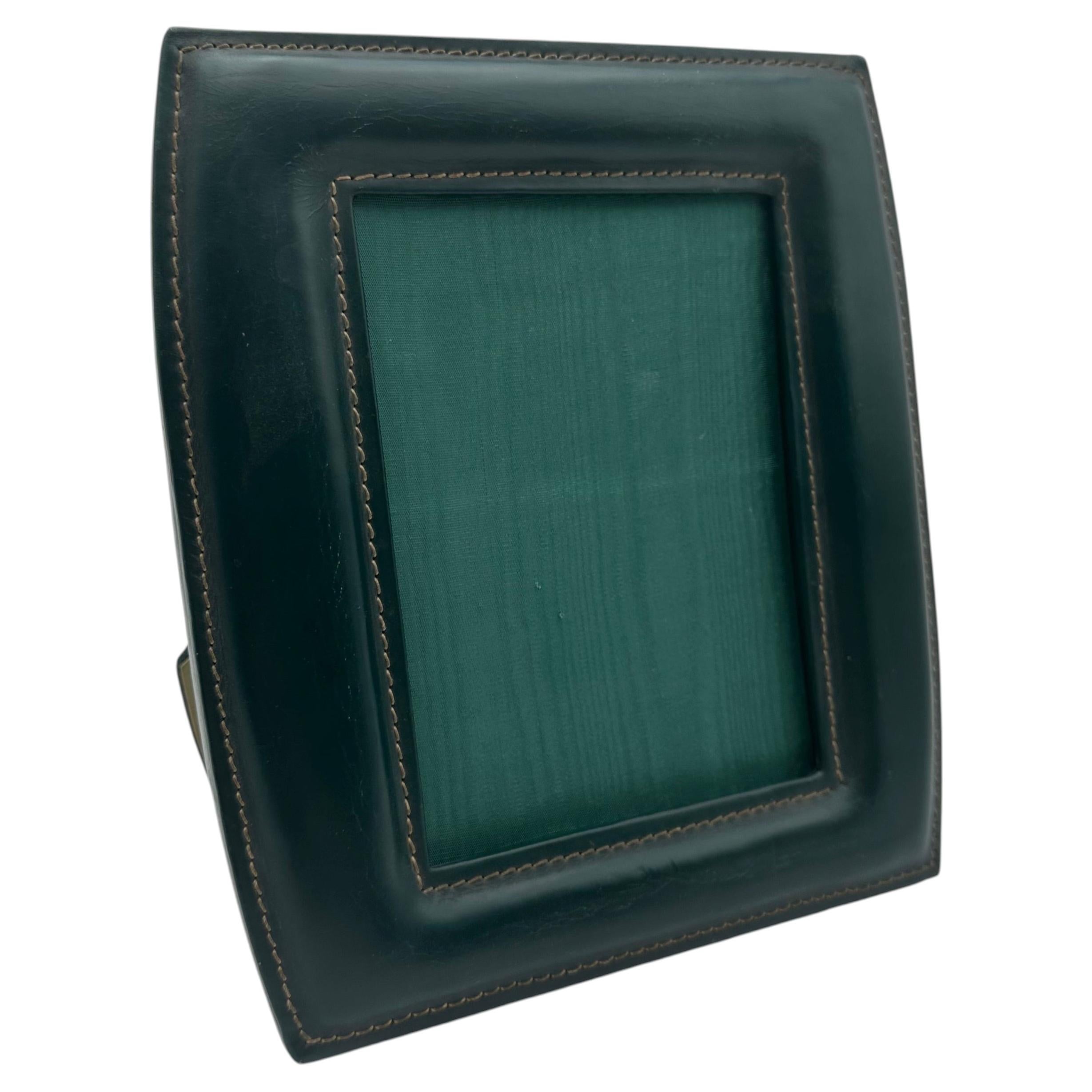 Green Leather Photo Frame – In the Style of Jacques Adnet, France, Circa 1950 For Sale