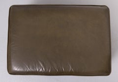 Green Leather Pouf . 1970s Germany