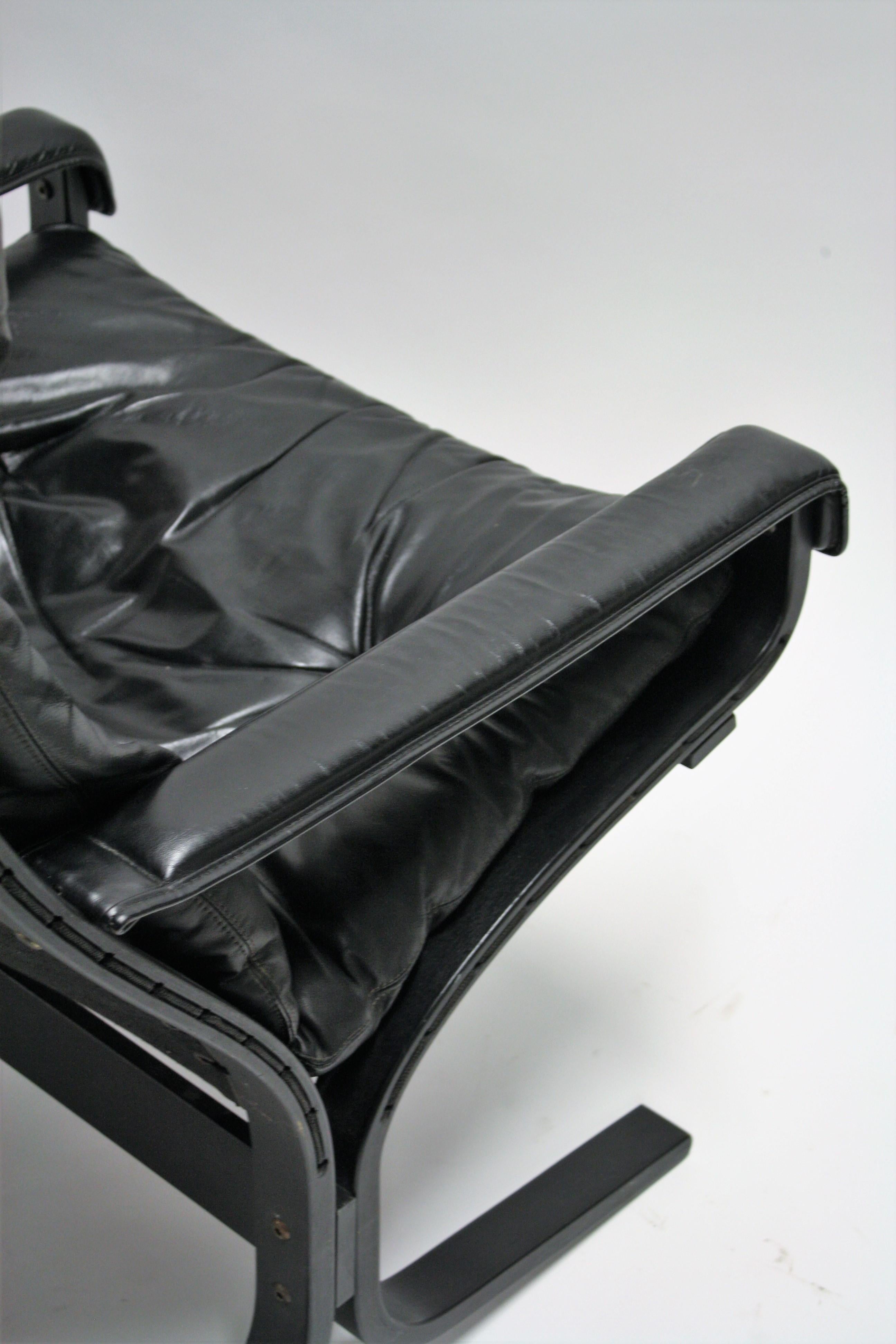 black Leather Siesta Chair by Ingmar Relling for Westnofa, 1970s 3