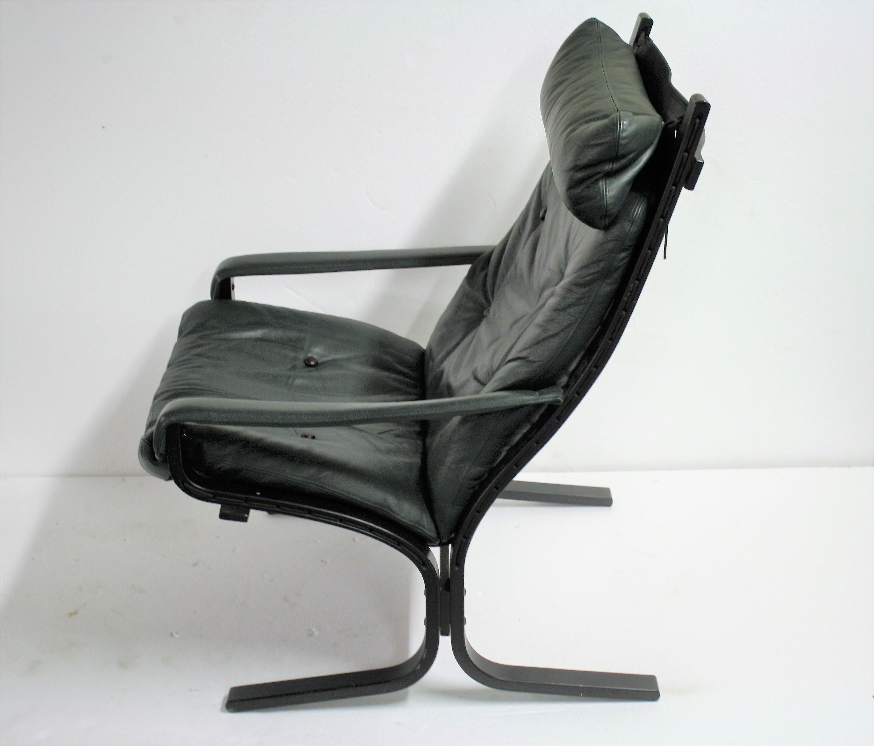 Mid-Century Modern Green Leather Siesta Chair by Ingmar Relling for Westnofa, 1970s