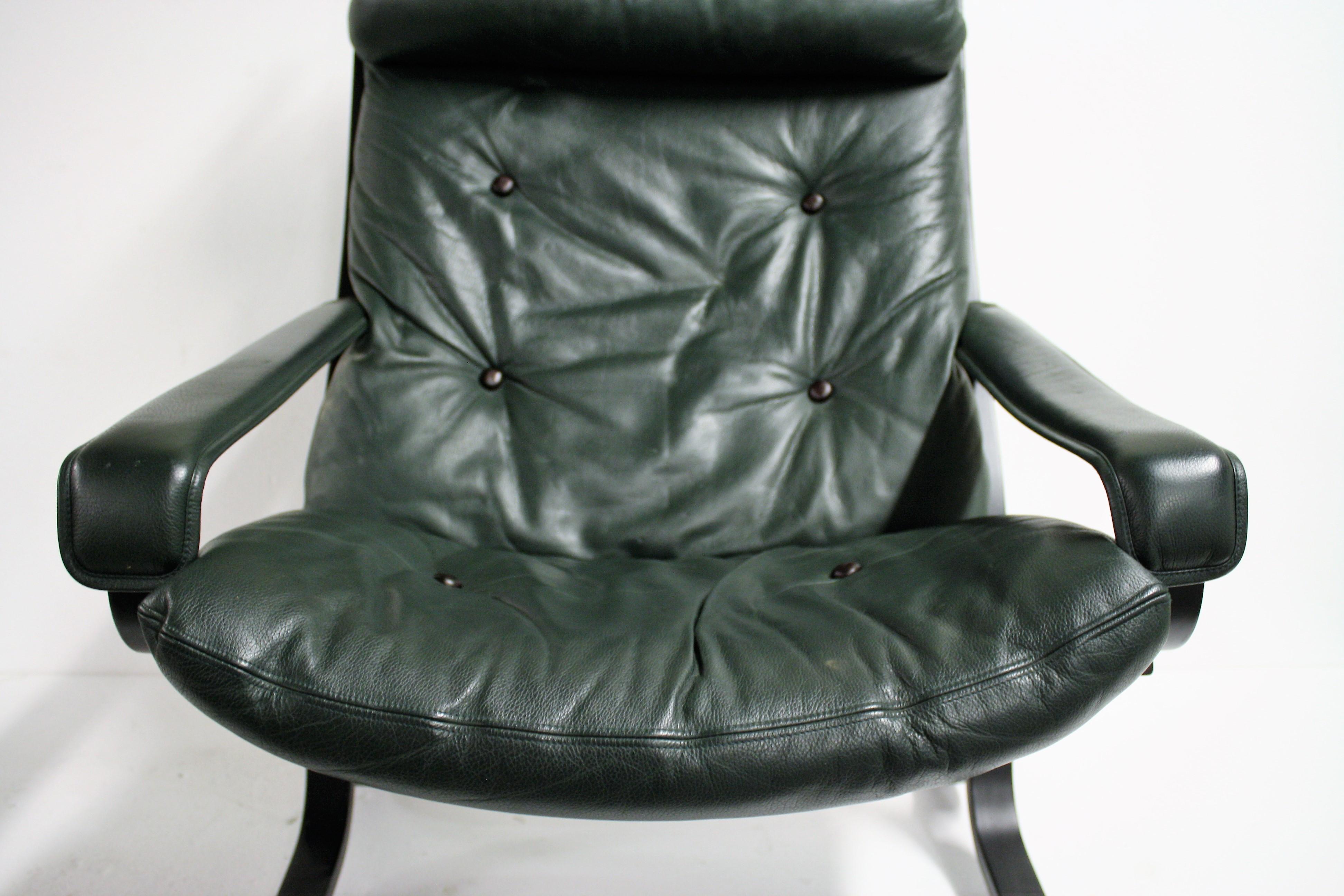 Green Leather Siesta Chair by Ingmar Relling for Westnofa, 1970s In Good Condition In HEVERLEE, BE