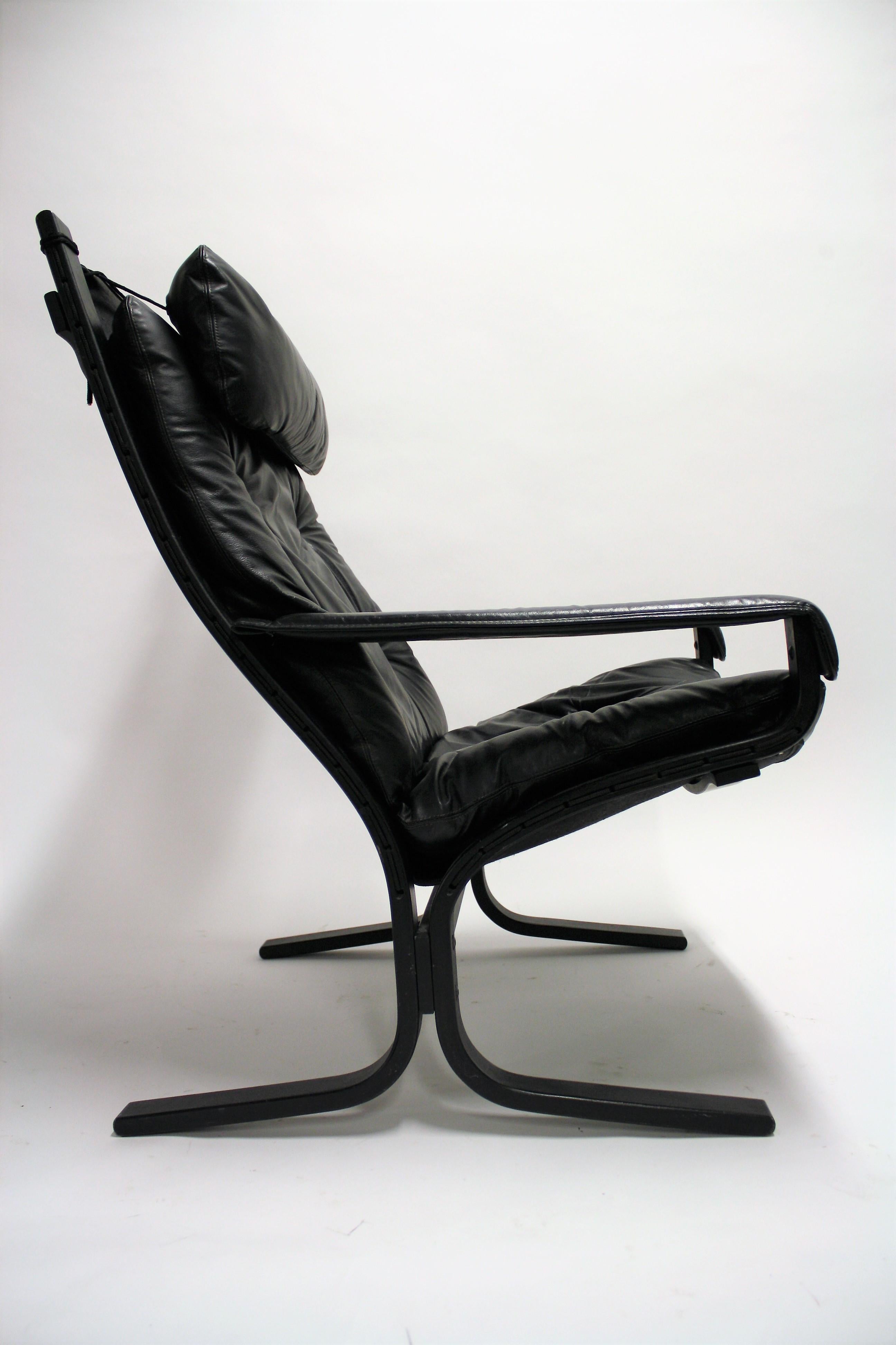 black Leather Siesta Chair by Ingmar Relling for Westnofa, 1970s In Good Condition In HEVERLEE, BE