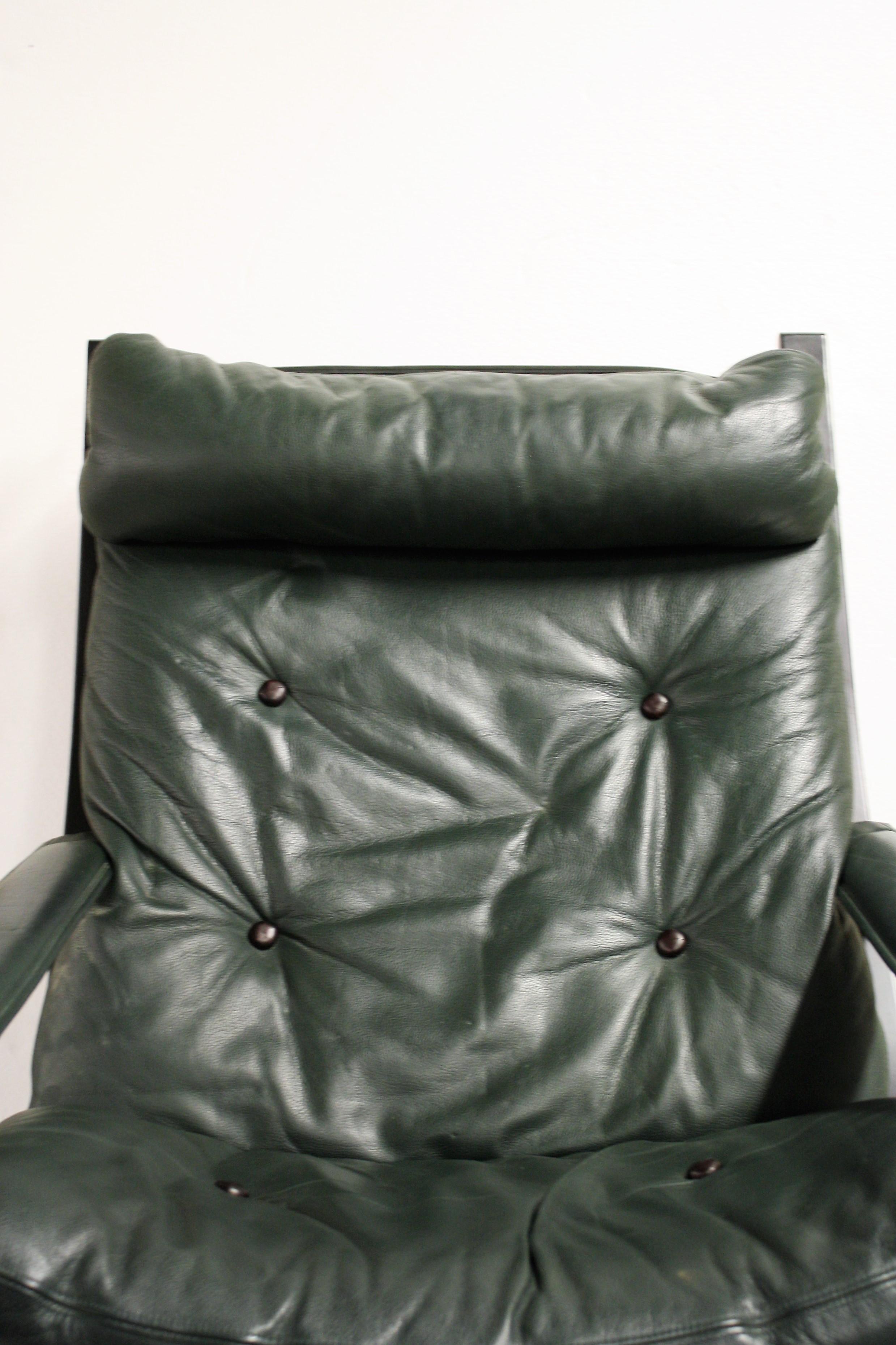Late 20th Century Green Leather Siesta Chair by Ingmar Relling for Westnofa, 1970s