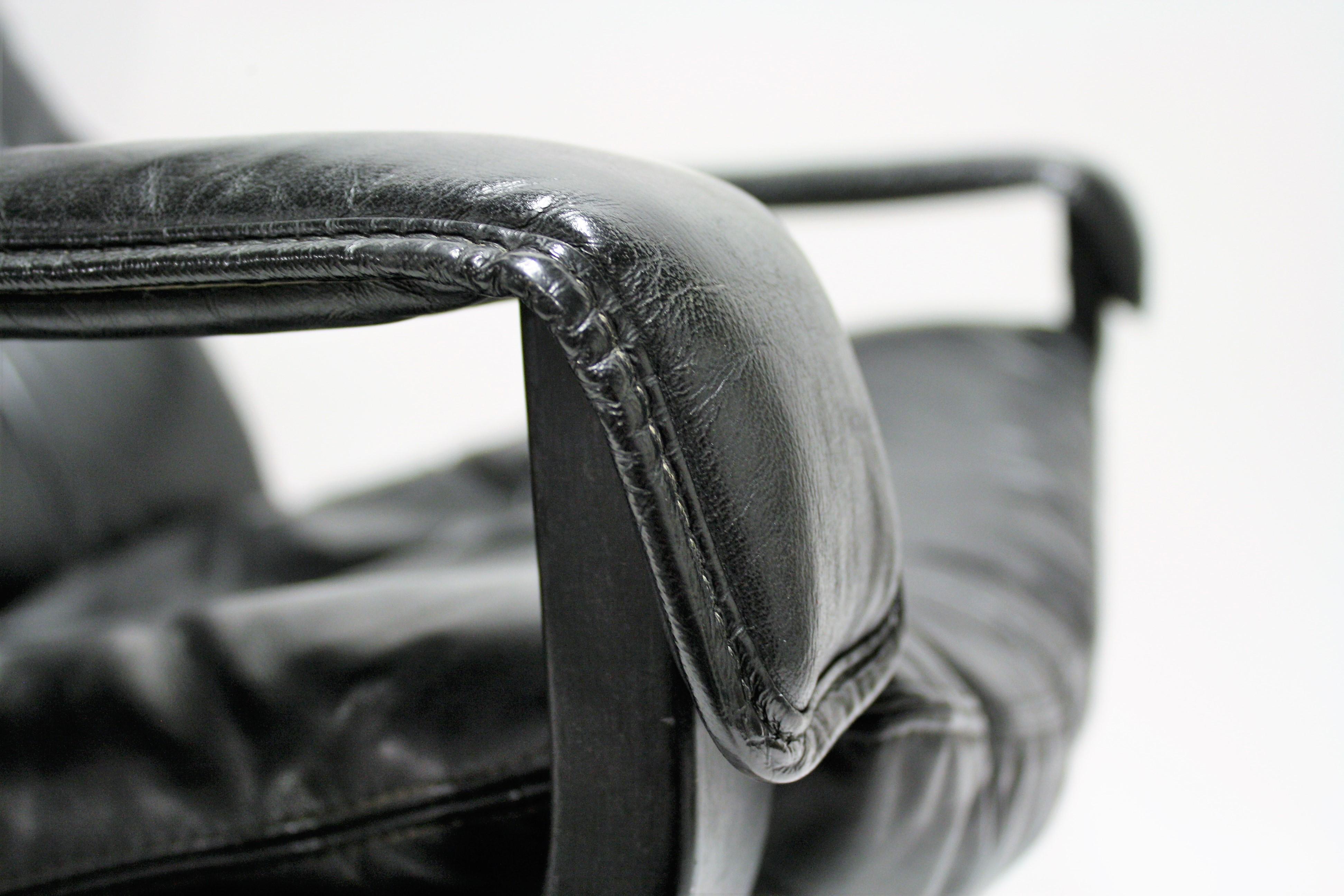 Late 20th Century black Leather Siesta Chair by Ingmar Relling for Westnofa, 1970s