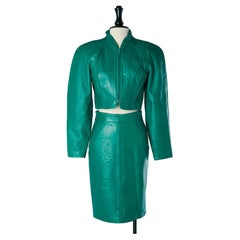 Vintage Green leather skirt-suit Michael Hoban North Beach Leather 
