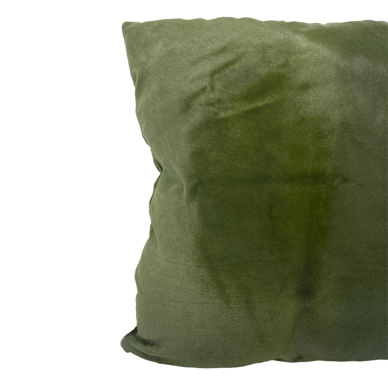 Grünes Lederwurf-Kissen (amerikanisch) im Angebot