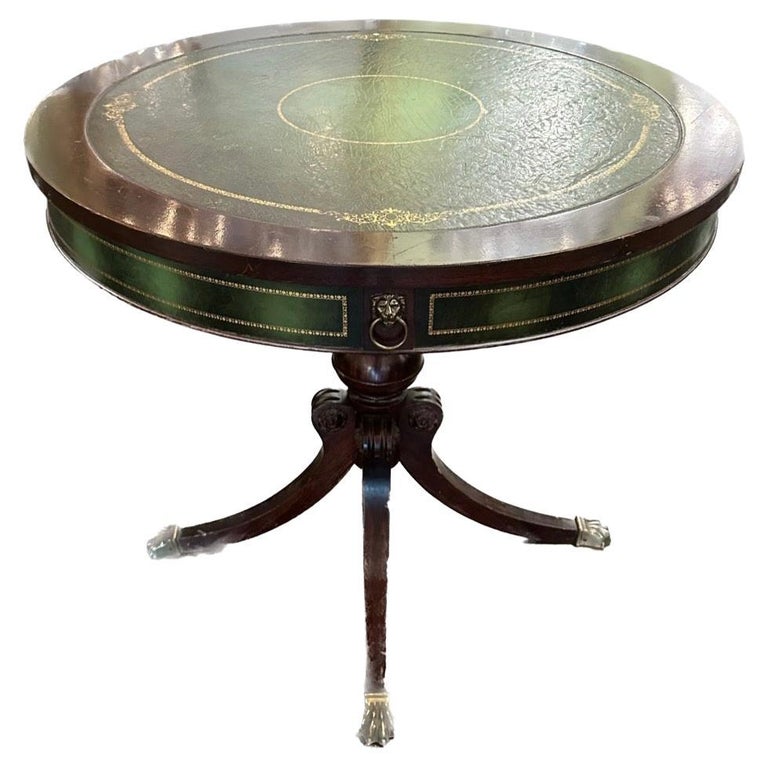 Green Leather Top Coffee Table For Sale at 1stDibs