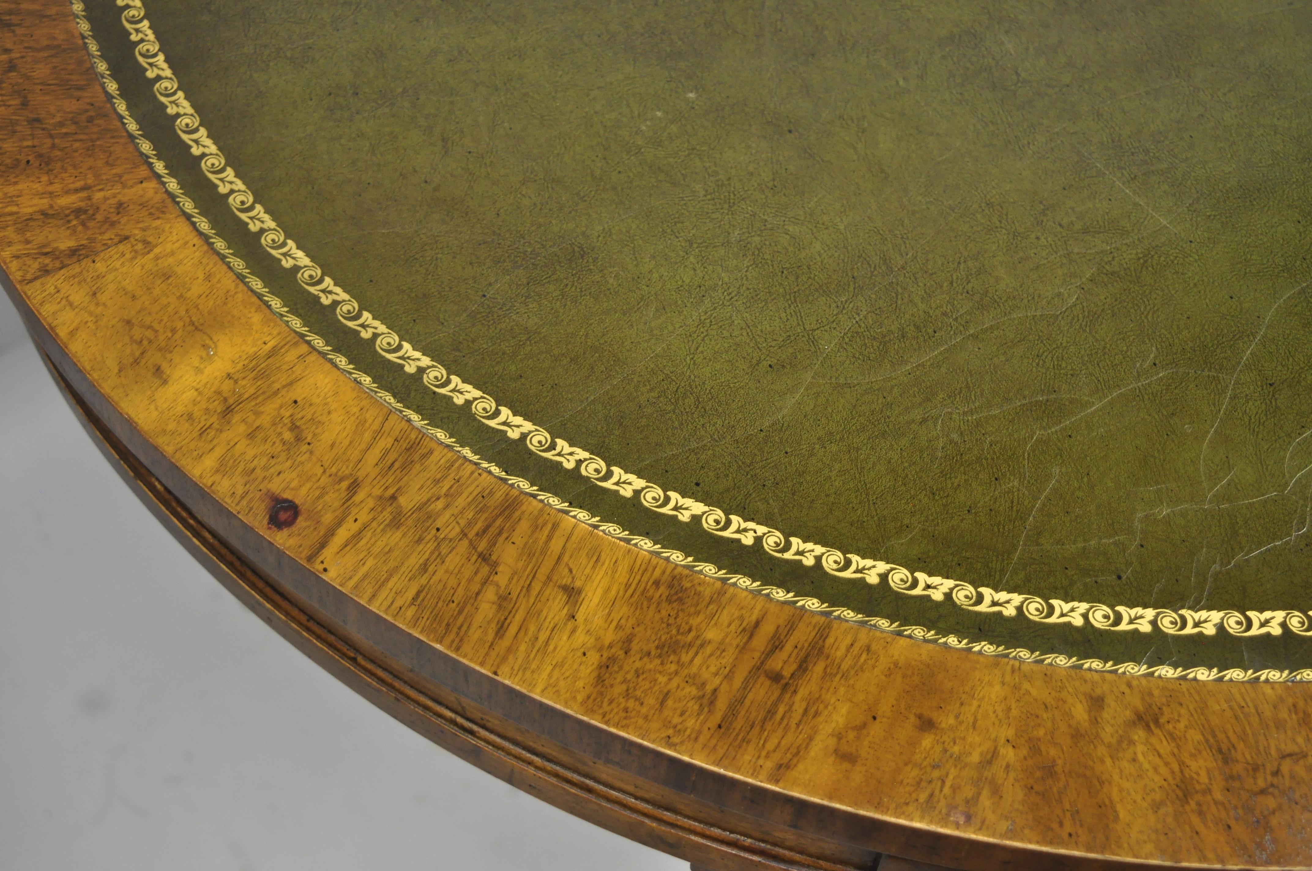 Green Leather Top French Provincial Louis XVI Card Game Table Drexel Heritage In Good Condition In Philadelphia, PA