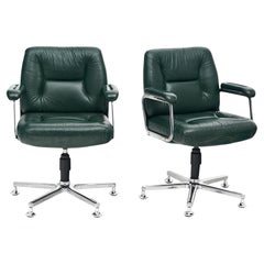 Chaises Eurosit vintage en cuir vert