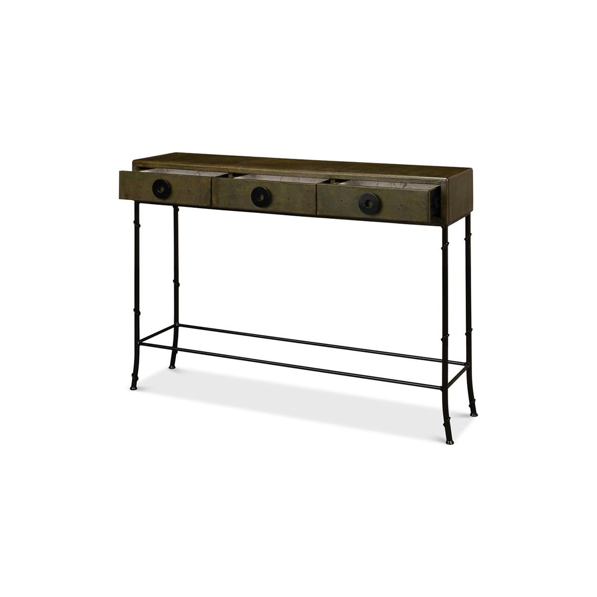 leather wrapped console table