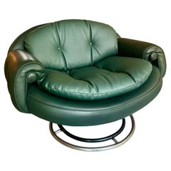 Vintage Green Leatherette Armchair by Mario Marenco, Italy, 1970s