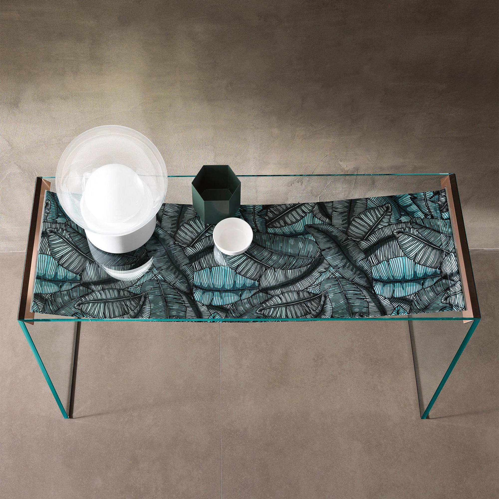 Contemporary Green Leaves Console Table For Sale