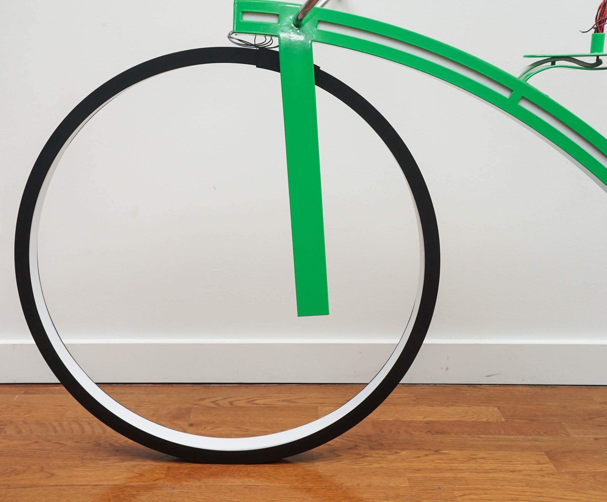 Modern Green LED Bicycle Ceiling Light Fixture For Sale