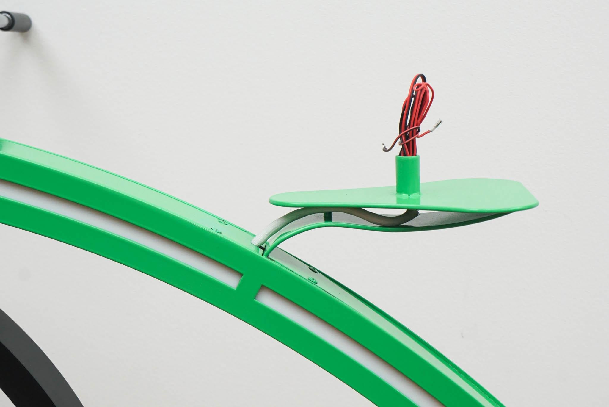 Machine-Made Green LED Bicycle Ceiling Light Fixture For Sale