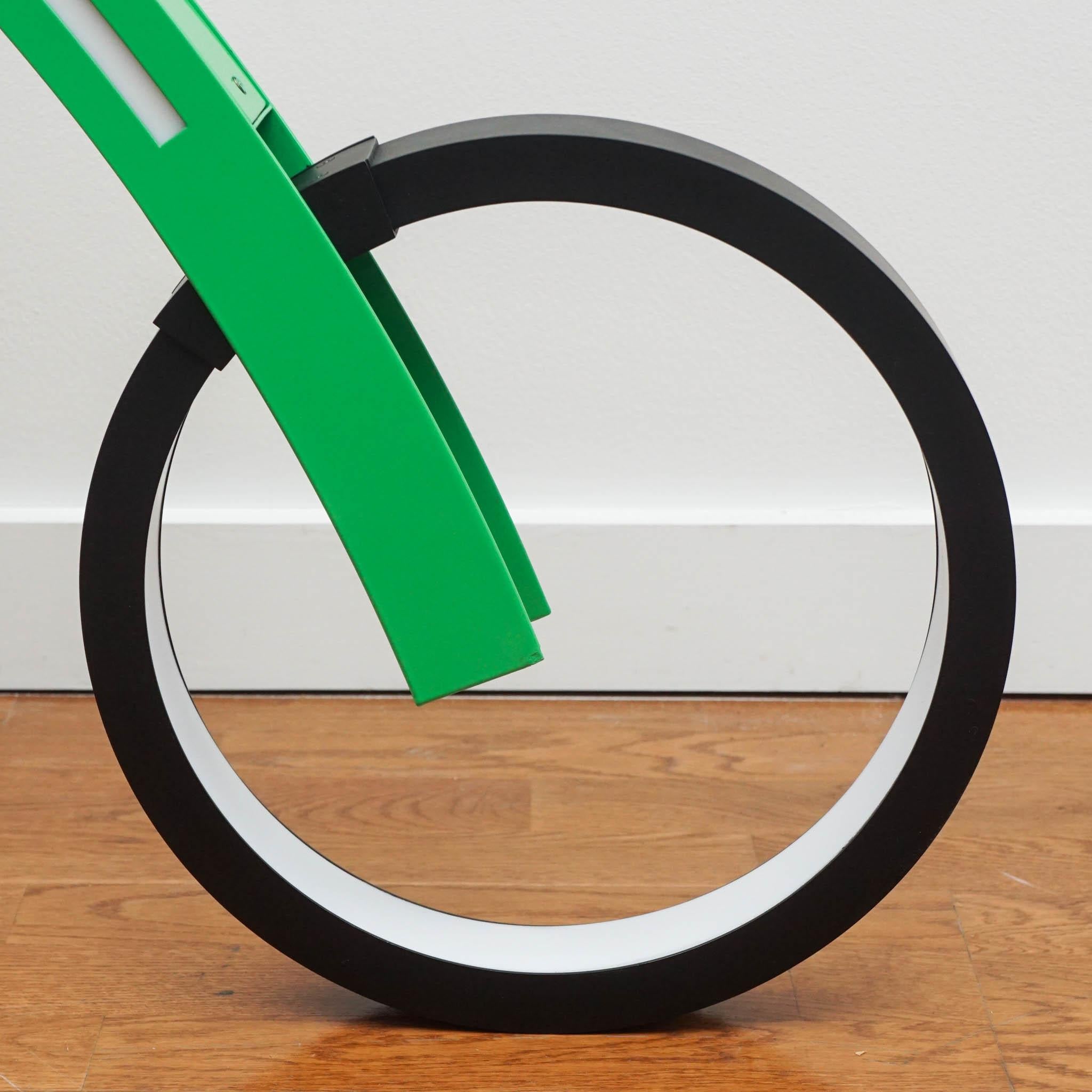 Green LED Bicycle Ceiling Light Fixture In Good Condition For Sale In Hudson, NY