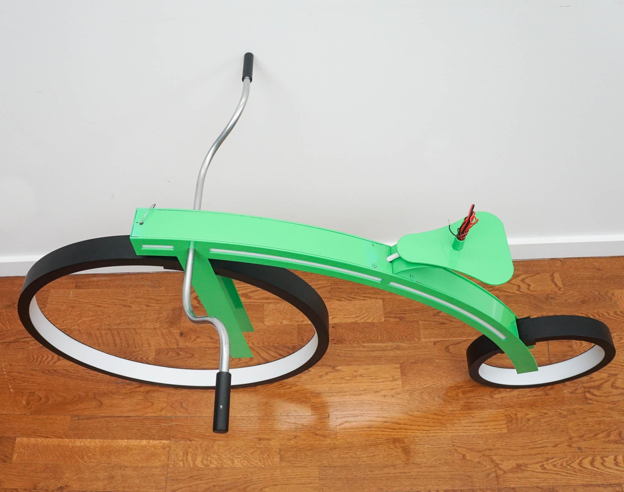 Contemporary Green LED Bicycle Ceiling Light Fixture For Sale