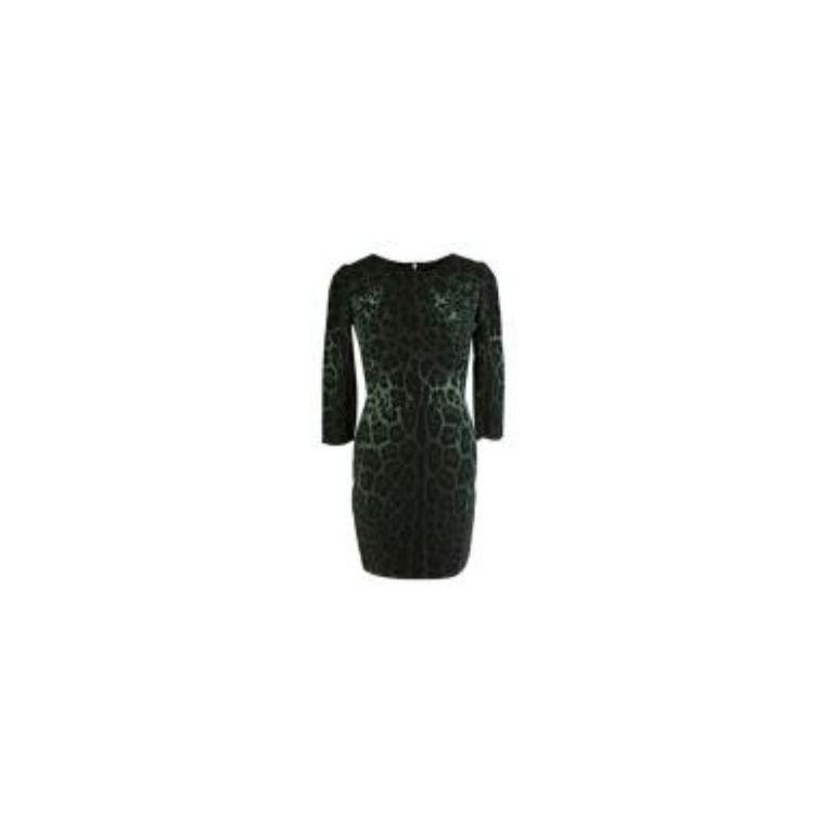 green leopard print silk sheath dress For Sale at 1stDibs