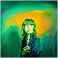 Green Light par James Mattison, 20x20, huile sur toile de bois, 2023