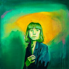 Green Light par James Mattison, 20x20, huile sur toile de bois, 2023