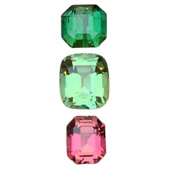 Gemas sueltas de turmalina natural verde, verde pálido claro y rosa 3,70 quilates