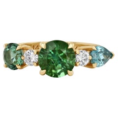 Green Light Tourmaline Diamond Ring