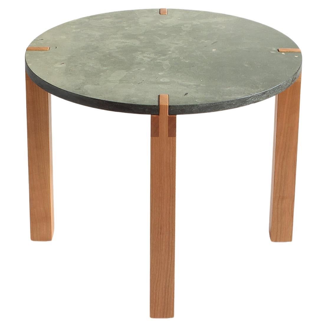 Green Limestone and Cherry Side Table by Elliott Marks For Sale