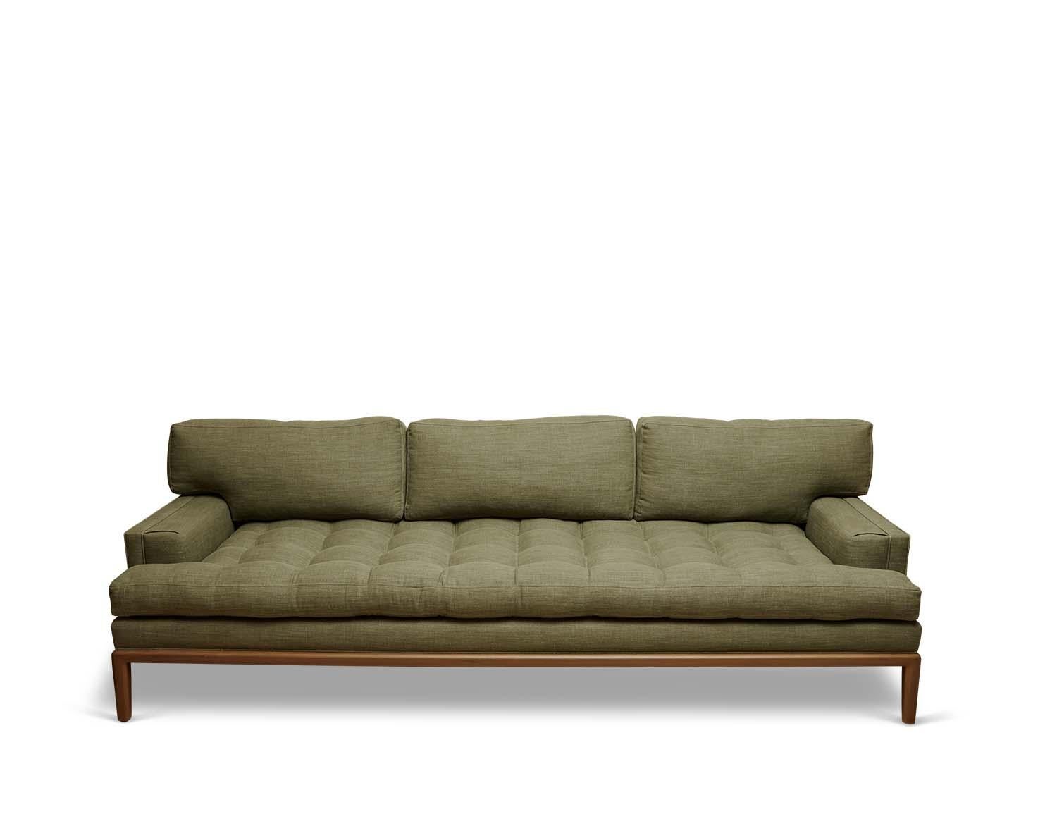 green linen couch