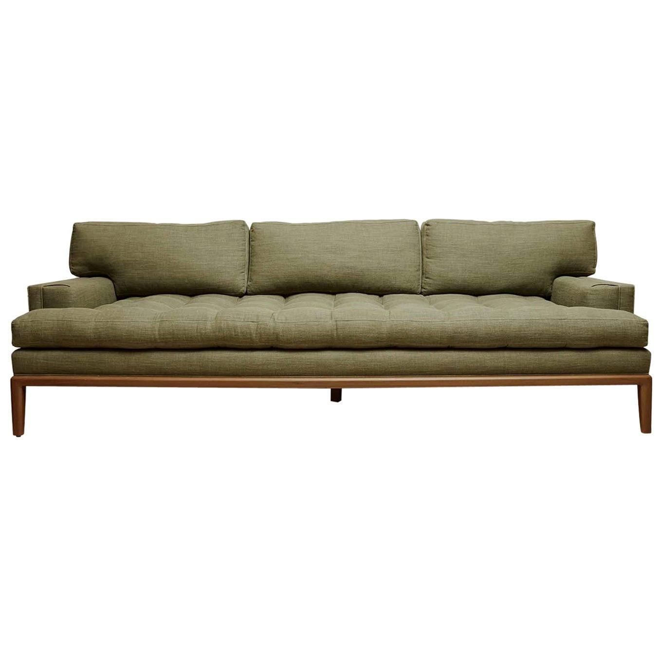 Green Linen and Walnut Forster Sofa by LawsonFenning For Sale at 1stDibs green linen couch
